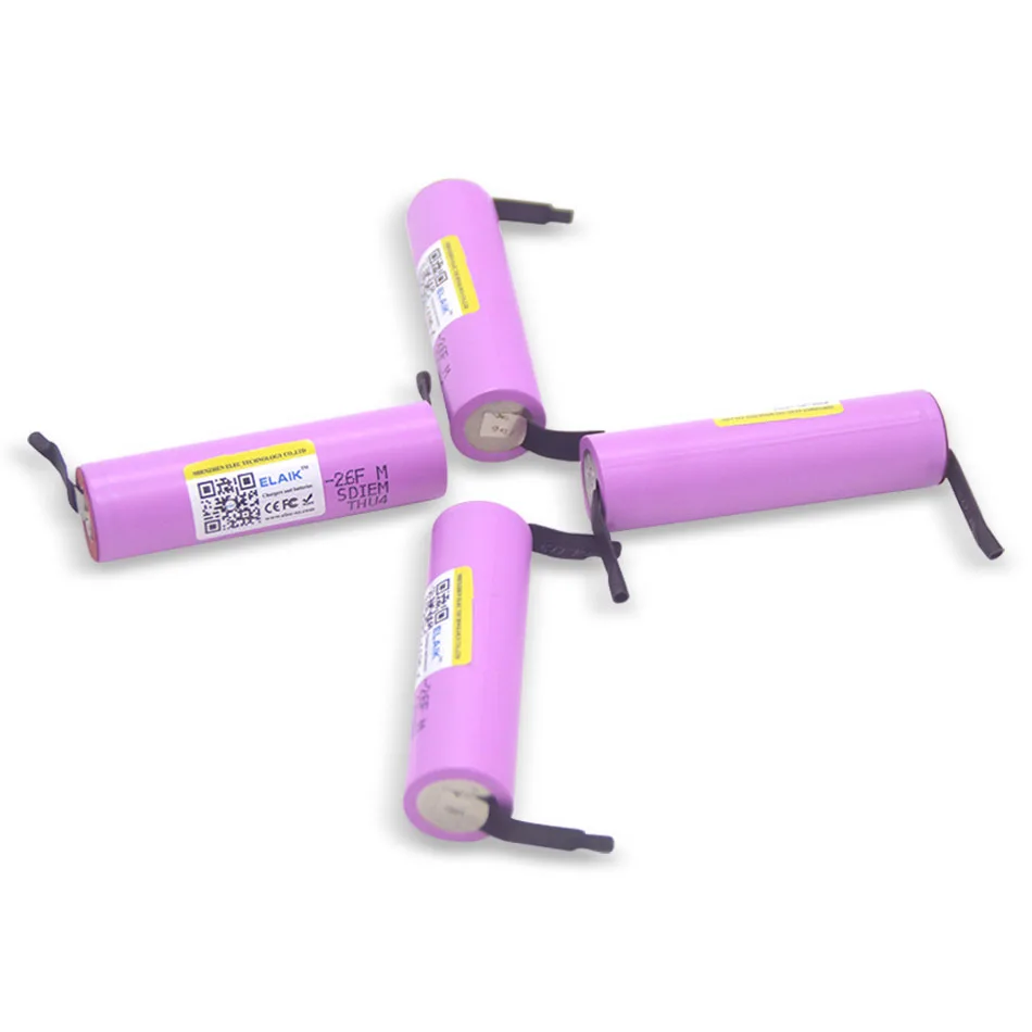 2 шт. Elaik icr1865026fm 18650 2600 мАч 3,6 В battrey mobile power, taschen лампа, комплект аудио аккумуляторов diy никелевый Блатт