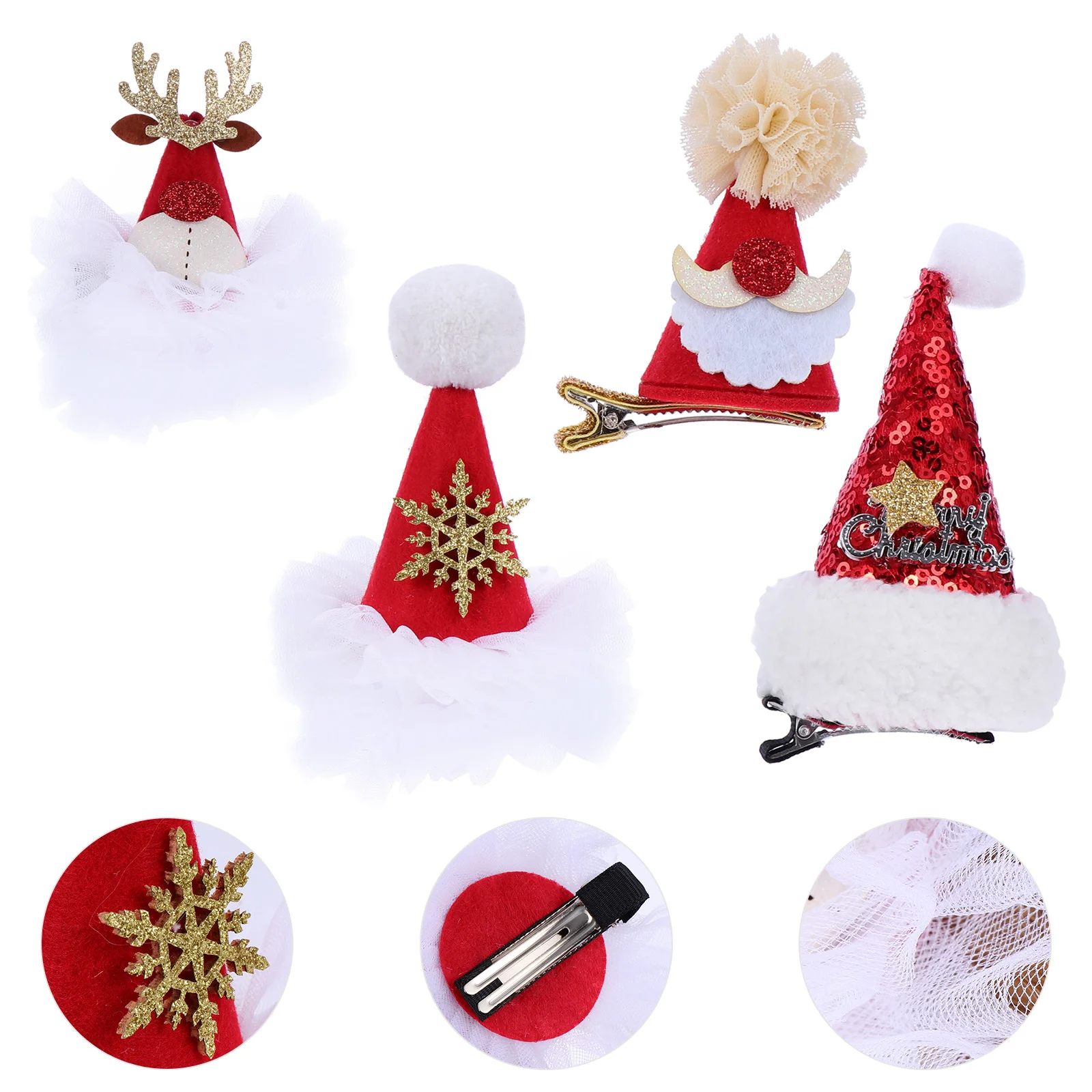 

Christmas Hair Hat Hairpin Clip Clips Barretteshairpins Holiday Duckbobby Santa Small Babyaccessorie Headdress Sequins Supplies