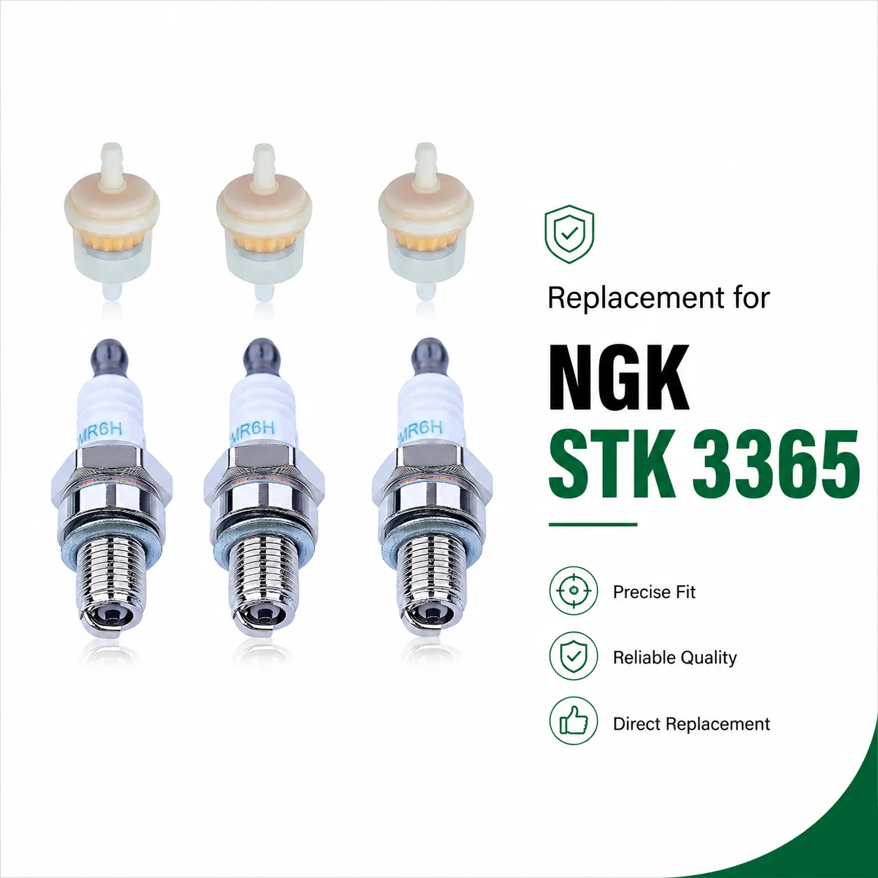 Фото Комплект свечей зажигания и топливных фильтров CMR6H NGK STK 3365 для Stihl FS90 FS100 FS110 HL90 HL110 HT100 KM90, набор из 3-х частей для кусторезов №2