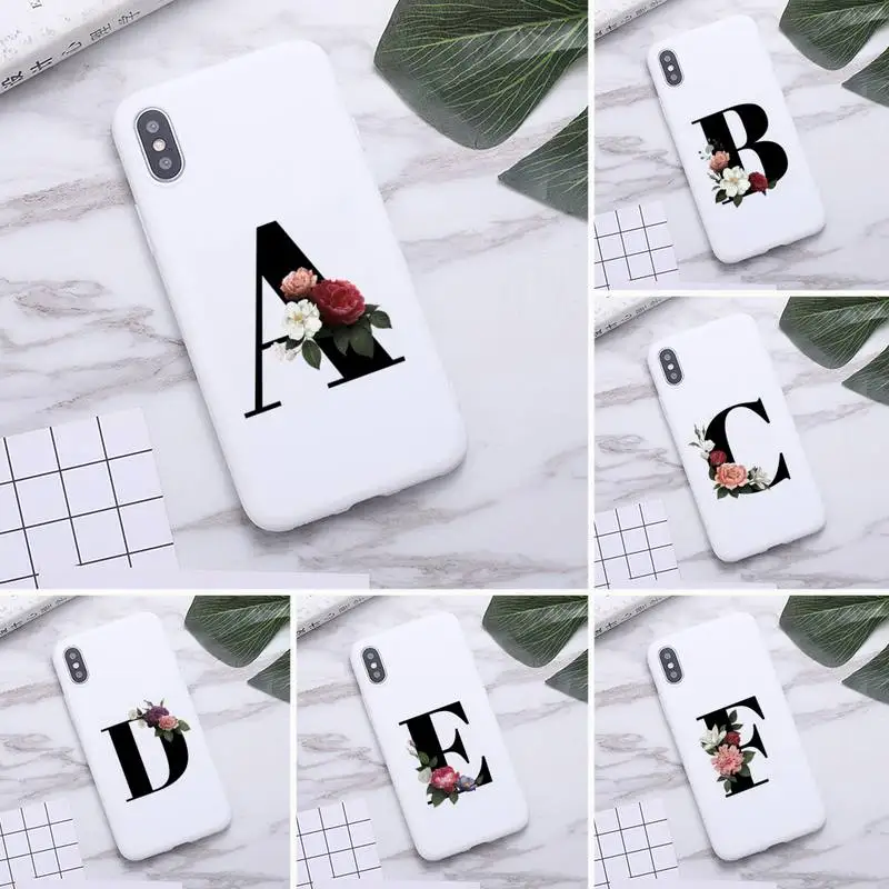 

26 Letters Phone Case For iphone 12 11 Pro Max mini XS Max 8 7 6 6S Plus X 5S SE 2020 XR Candy white Silicone cover