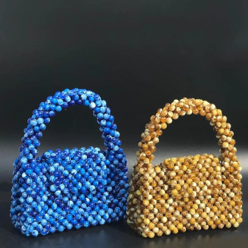 

Handmade Shoulder Crossbody Beaded Bag Fashion Bags Ladies Luxury Bags 2022 Acrylic Plastic Summer Beach Party Tote Handbag