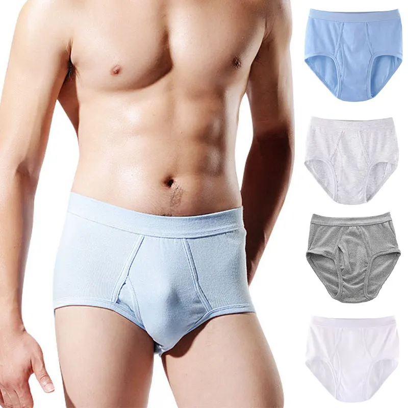 

Men Cotton Panties Boxers Solid Casual Loose Breathable Briefs Middle-aged Elderly Comfortable Panties Solid Fashion Underwear