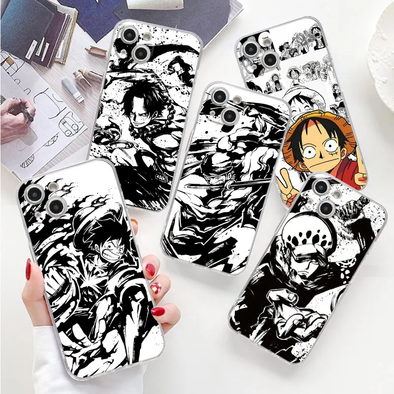 

Clear Case For Apple iPhone 15 14 13 Pro Max 11 12 XR 7 8 Luxury Back Soft Phone Cover TPU Silicone Funda Comics One Piece Luffy