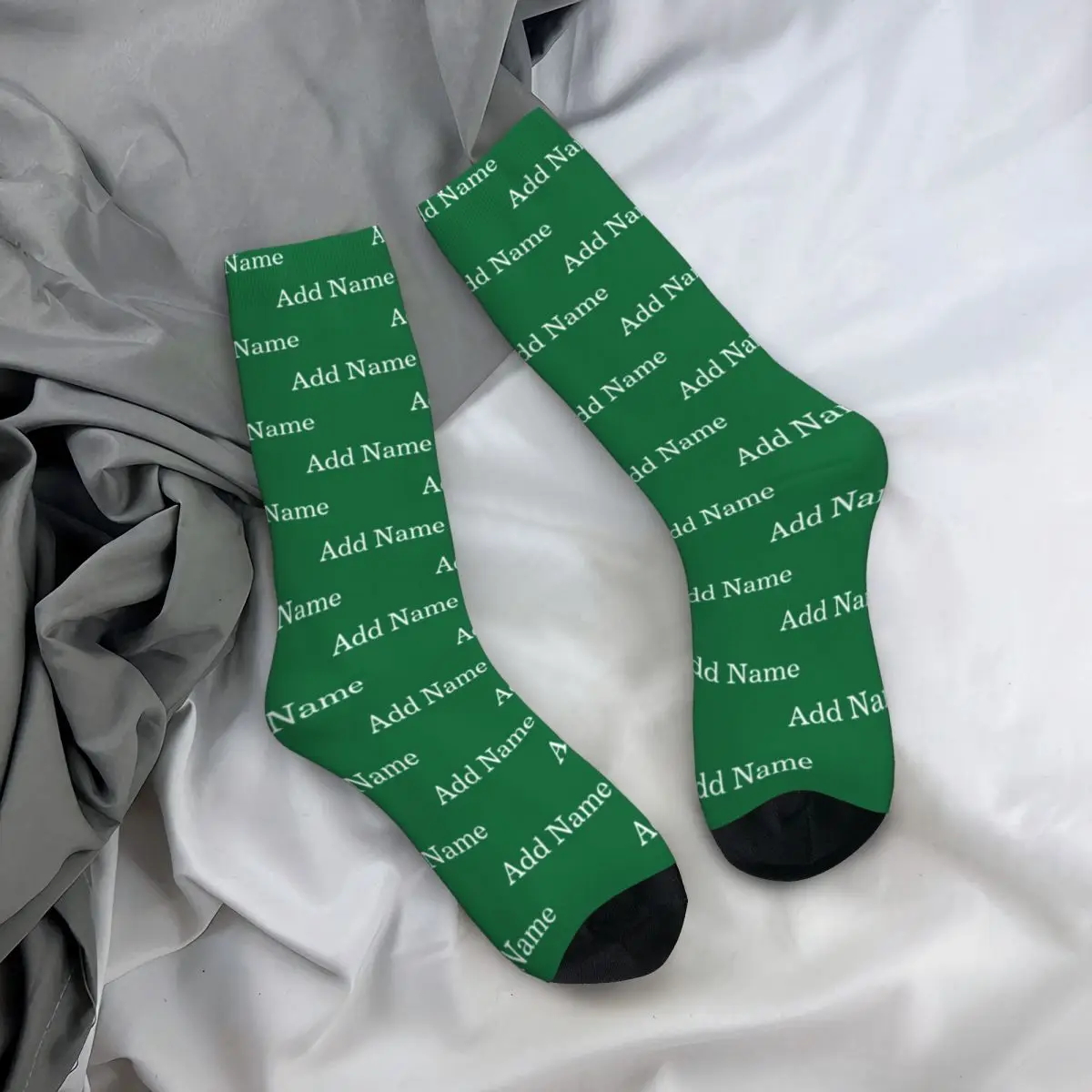

Funny Male Men Socks Crazy Custom Name Pattern Personalized Sock Polyester Green Sport Women's Socks Spring Summer Autumn Winter