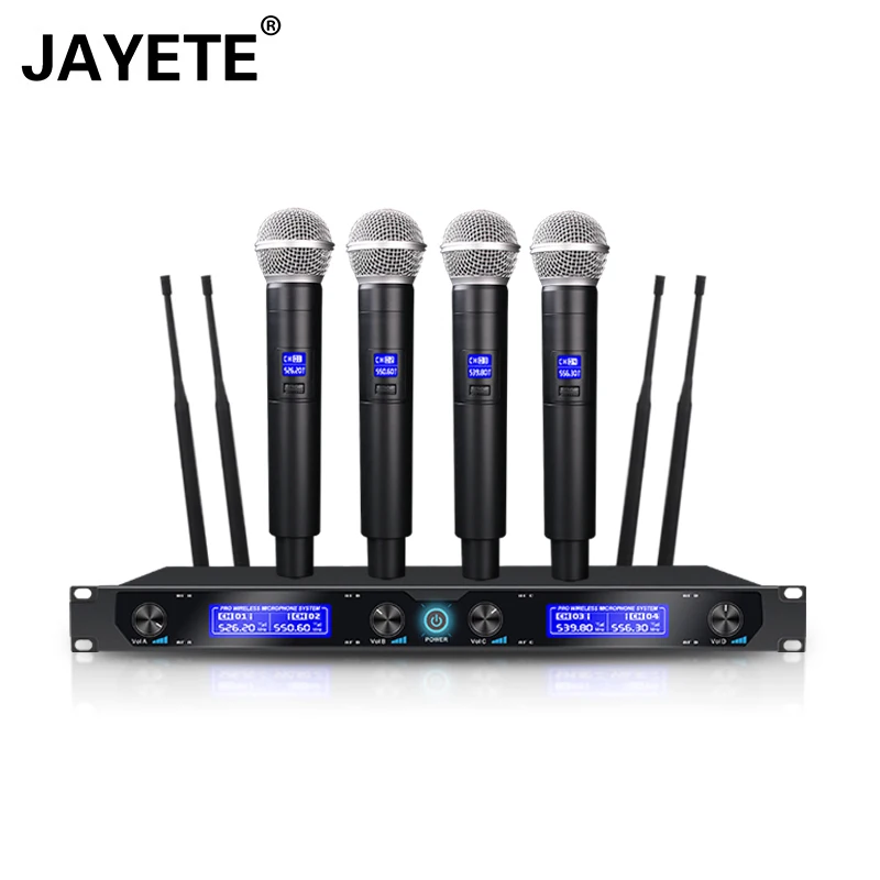 

JAYETE Stage church Professional JY-U4004 PLL UHF 4 channel wireless microphone handheld mic