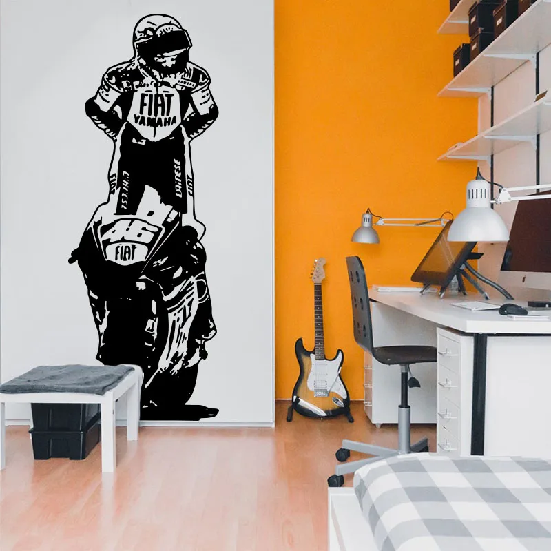 

Racing Motorcycle Bow To Crowd Decal Wall Sticker Living Room Playroom Rossi Motorbike Mural