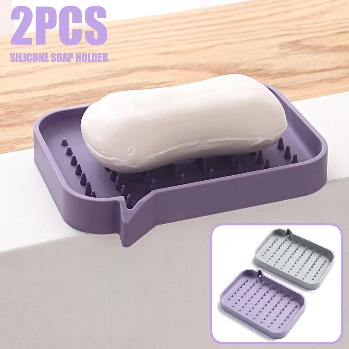 

2Pcs Silicone Soap Holder Non-Slip Soap Dish with Self Drainage Soap Tray to Keep Dry Flexible Bar Soap Saver