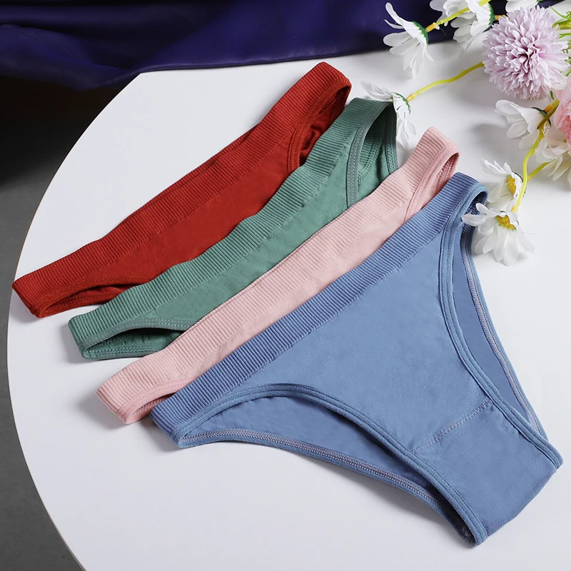 

3PCS Sexy Underwear Lingerie Women's Panties Cotton Solid Comfortable Soft and Stretchy Briefs Female Underpants Intimates
