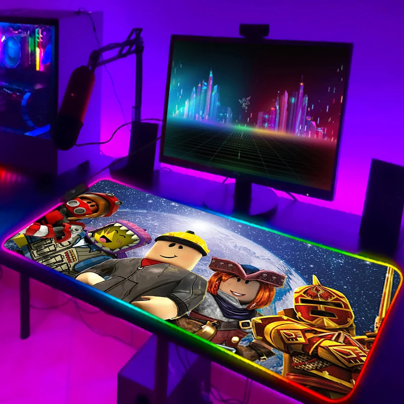 

Коврик для мыши Roblox RGB, милый игровой коврик для клавиатуры, аксессуары для настольного ПК, светодиодный