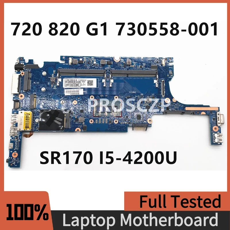 

730558-501 730558-001 730558-601 For 720 820 G1 Laptop Motherboard W/ i5-4200U 6050A2560501-MB-A02 6050A2630701-MB-A01 100% Test