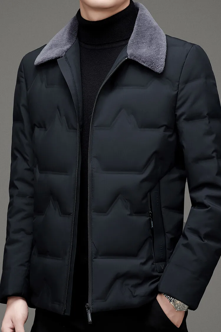 Winter New High End Fur Collar Down Jacket Men Fashion Thick Warm White Eiderdown Coat Business Casual Down Jacket Men's Clothes
