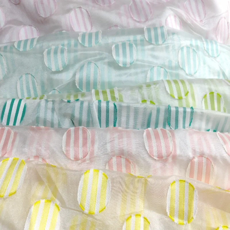 

Striped Dot Organza Fabric Printing Dress Making Wedding Decoration 140cm Wide Sold By The Meter