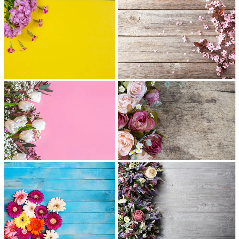

Spring Flowers Petal Wood Plank Photography Backdrops Wooden Board Baby Pet Photo Background Studio Props Decor 210318MHZ-04