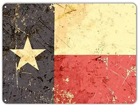

Texas Flag Lone Star State Rustic Patriotic Garage Bar Wall Decor Metal Tin Sign 16 x 12 inches