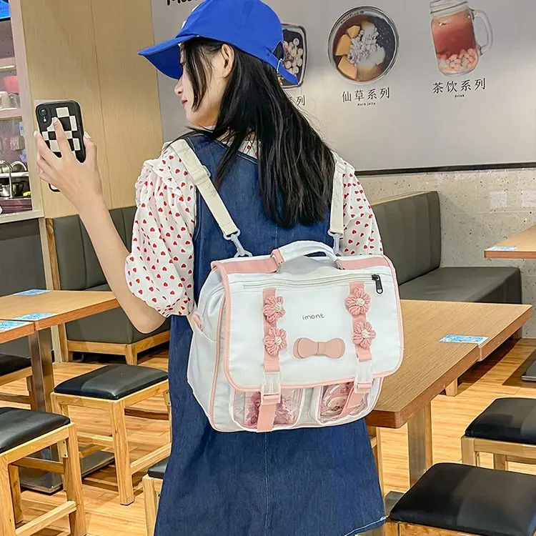 

Japanese Backpack for Women Bow Messenger Bag Student Schoolbag Travel Shoulder Bag for Teenagers Girls Backpack Handbag