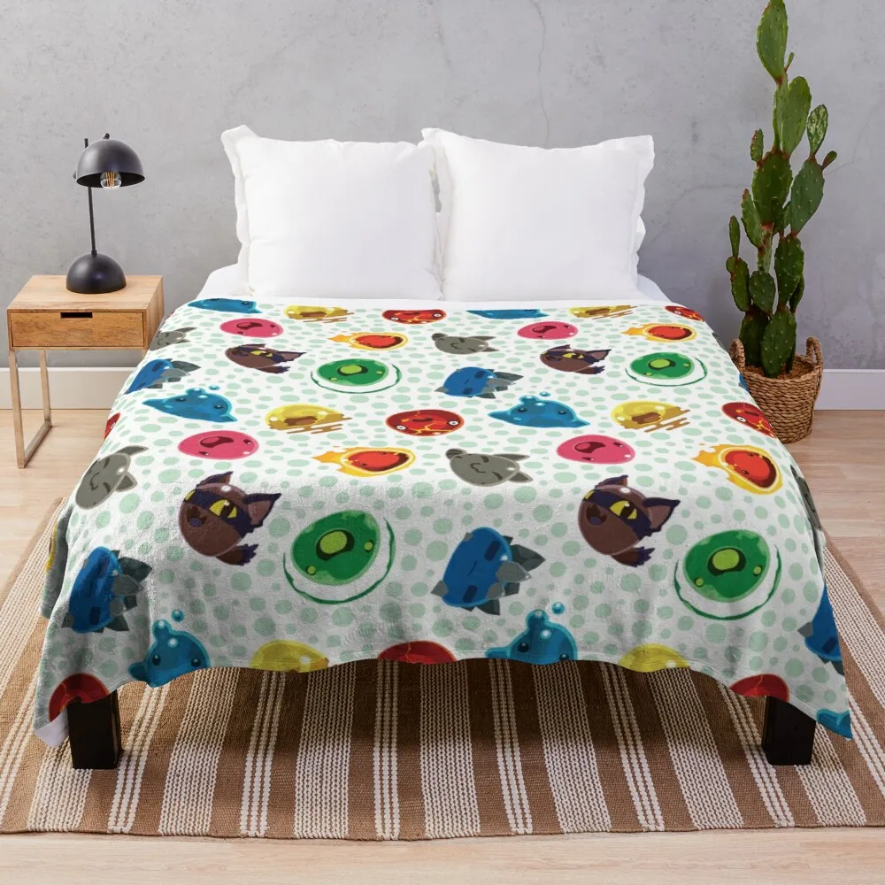 

Cute Slime Rancher Pattern Throw Blanket Print on Demand Decorative Sherpa Blankets for Sofa bed Gift