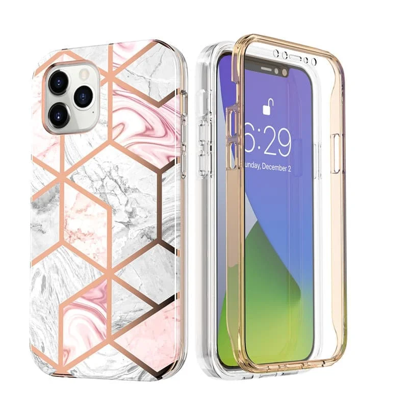 360 Phone Cases for iPhone 13 12 Pro Max Mini 11 8 7 SE 2020 Case Full Body Double Sided Clear Cover With Screen Protector