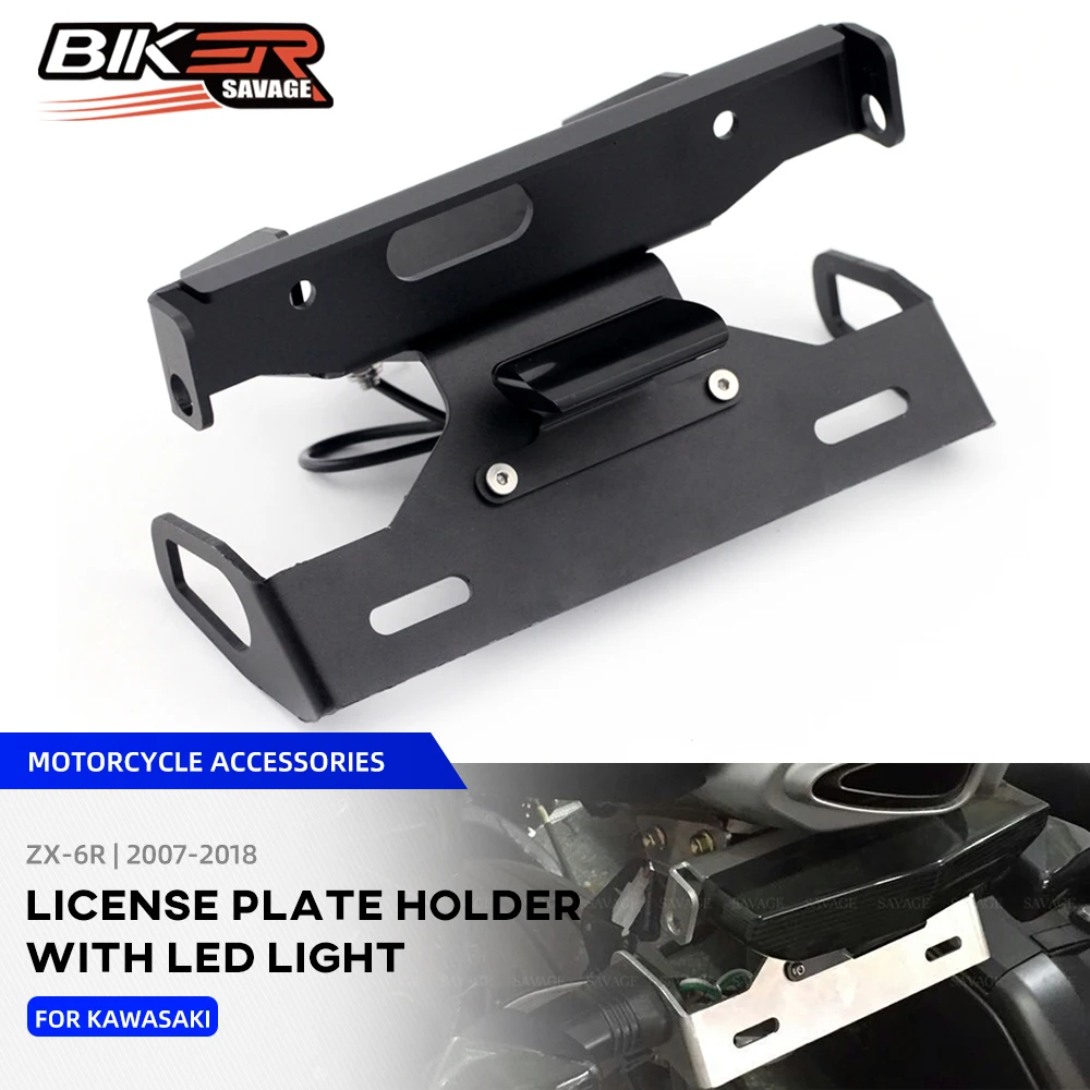 

Motorcylce Registration License Plate Holder with LED Number Light Light Weight For KAWASAKI ZX-6R NINJA ZX6R Fender Eliminater