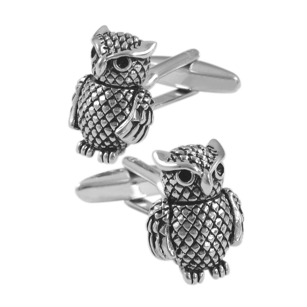 Забавные мужские запонки в виде совы NVT французская рубашка серебристого цвета с