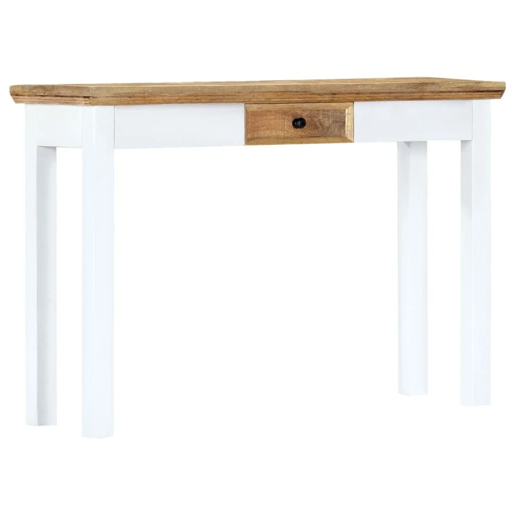 

Console Table White and Brown 43.3"x13.7"x29.5" Solid Mango Wood