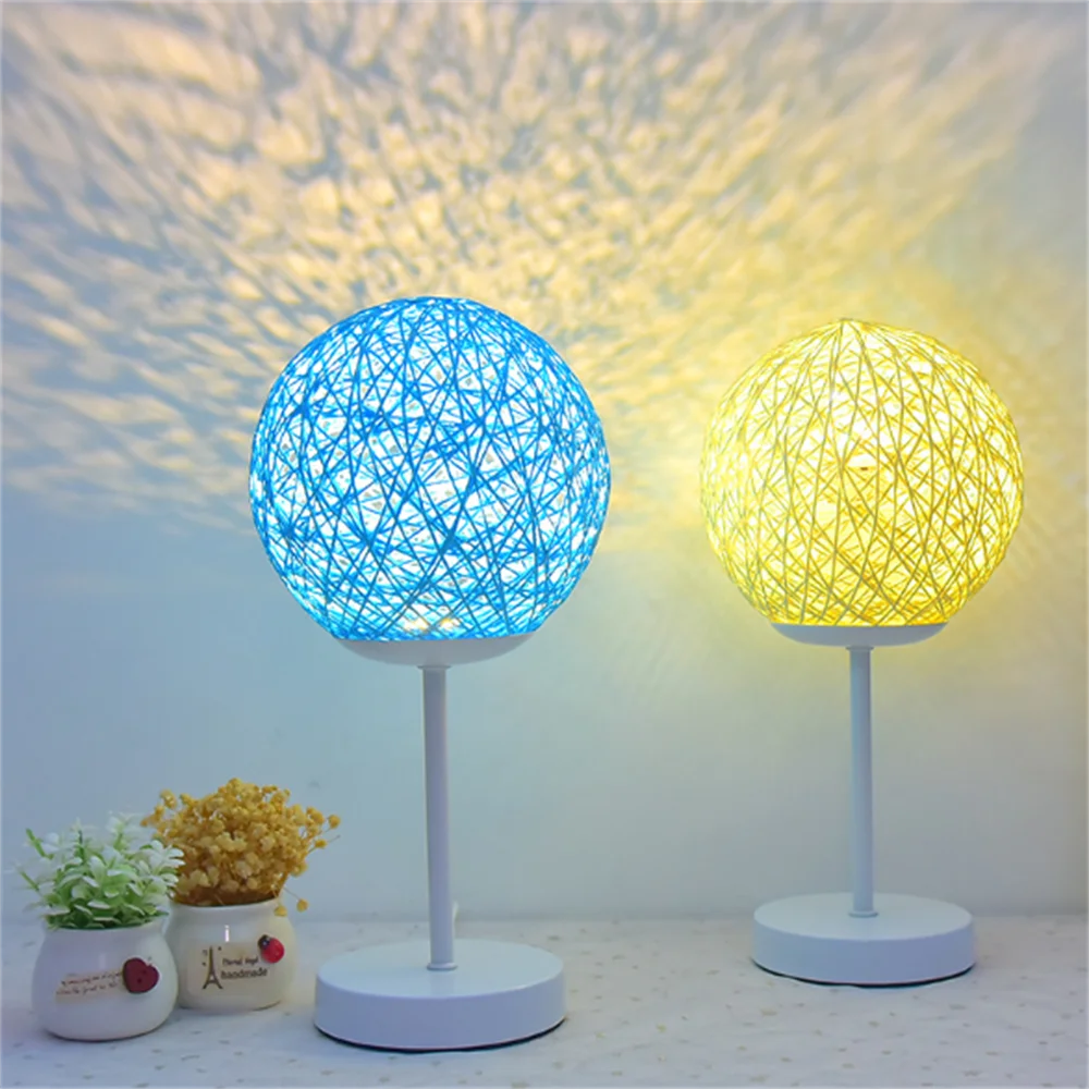 

LED Rattan Ball Lamp USB LED Table Lamp Moon Light Night Light Bedside Lamp Desktop Light Bedroom Decor Lighting Creative Gift