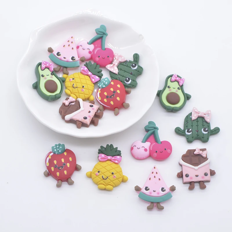 Симпатичные 3D фрукты авокадо ананас арбуз плоская полимерная одежда аксессуары