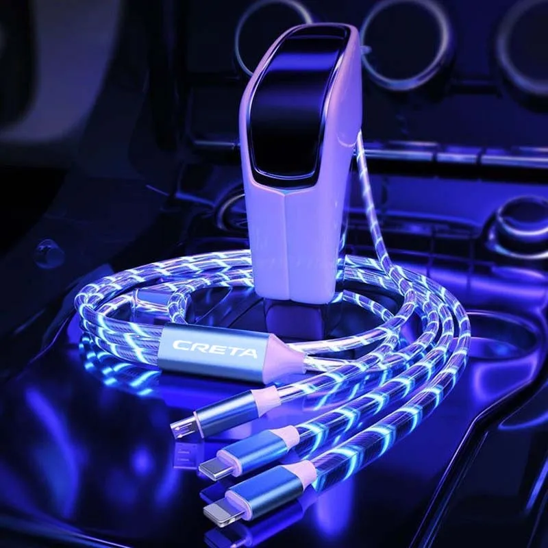 Автомобильный Стайлинг 3 в 1 Type C Lightning Micro USB кабель для быстрой зарядки Hyundai creta