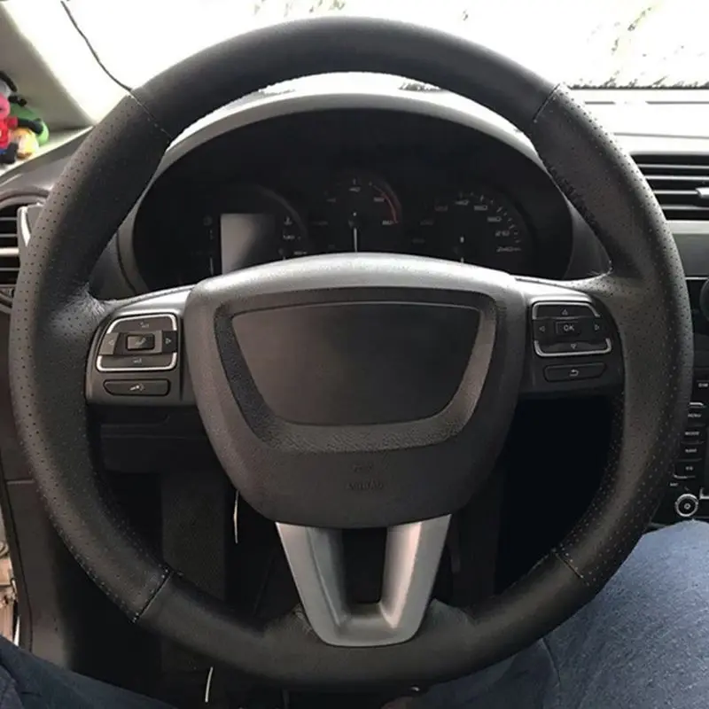 

Car Steering Wheel Cover Customized Car Accessories Artificial Leather Braid For Seat Leon Alhambra Toledo 2011 2010 2012