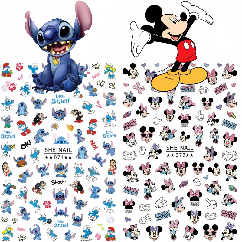2 шт. наклейка для ногтей с рисунком Диснея аниме Микки и Минни принадлежности