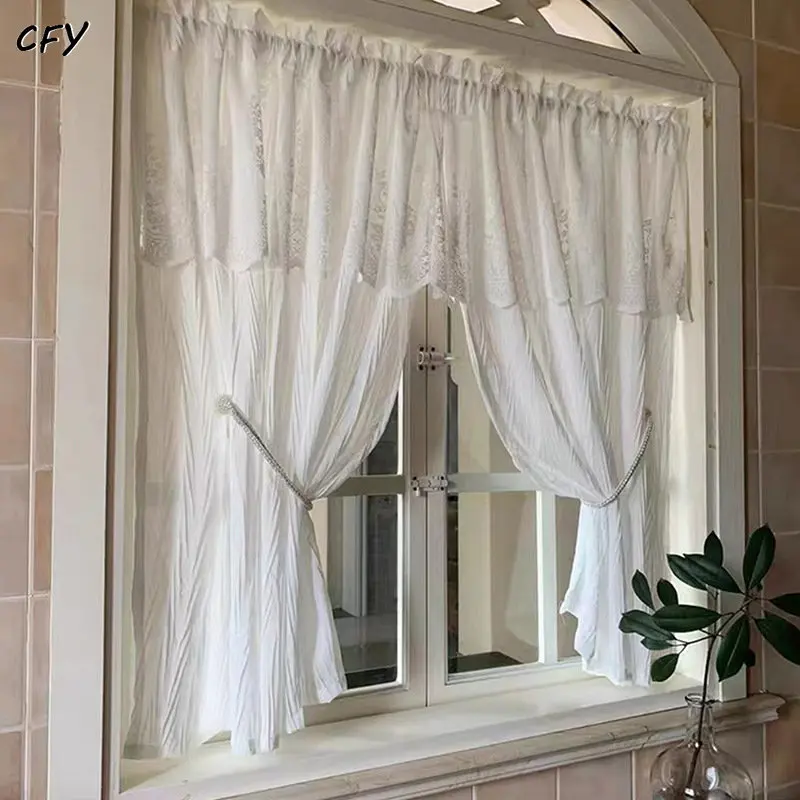 

Cotton Linen French Dovetail Yarn Lace Sheer Curtains for Living Room Kitchen Tulle Bedroom Balcony Window Drapes Gauze