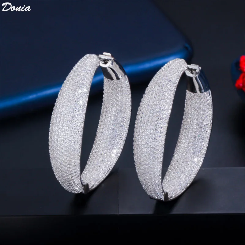

Donia jewelry Fashion new European and American personality luxury AAA zircon circle earrings ear buckle