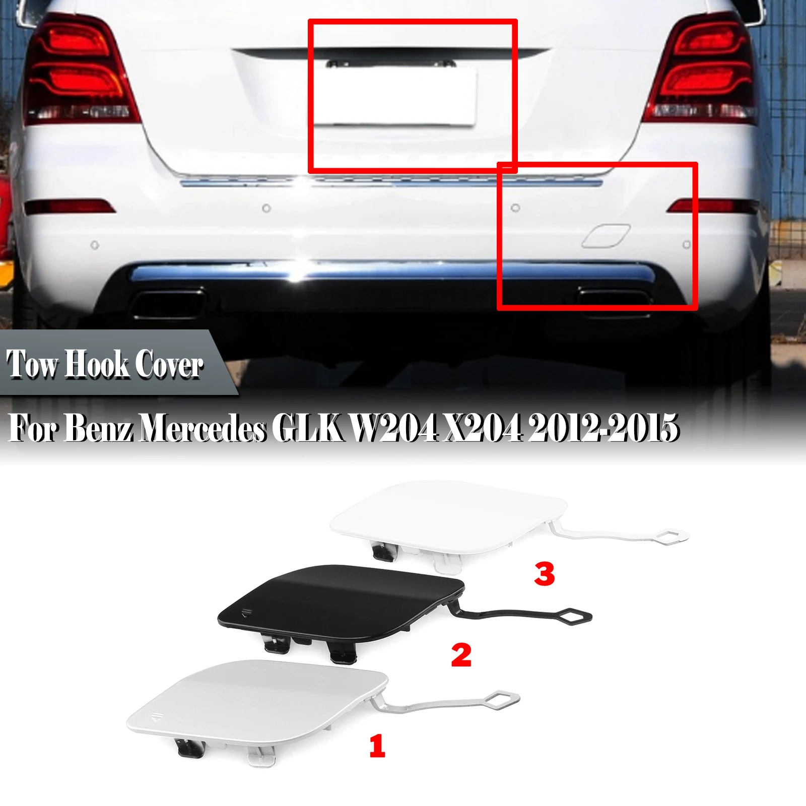

Rear Tow Hook Eye Hole Cover For Mercedes Benz GLK Class W204 X204 Facelift 2012-2015 GLK200 GLK220 GLK280 GLK300 GLK250 GLK350
