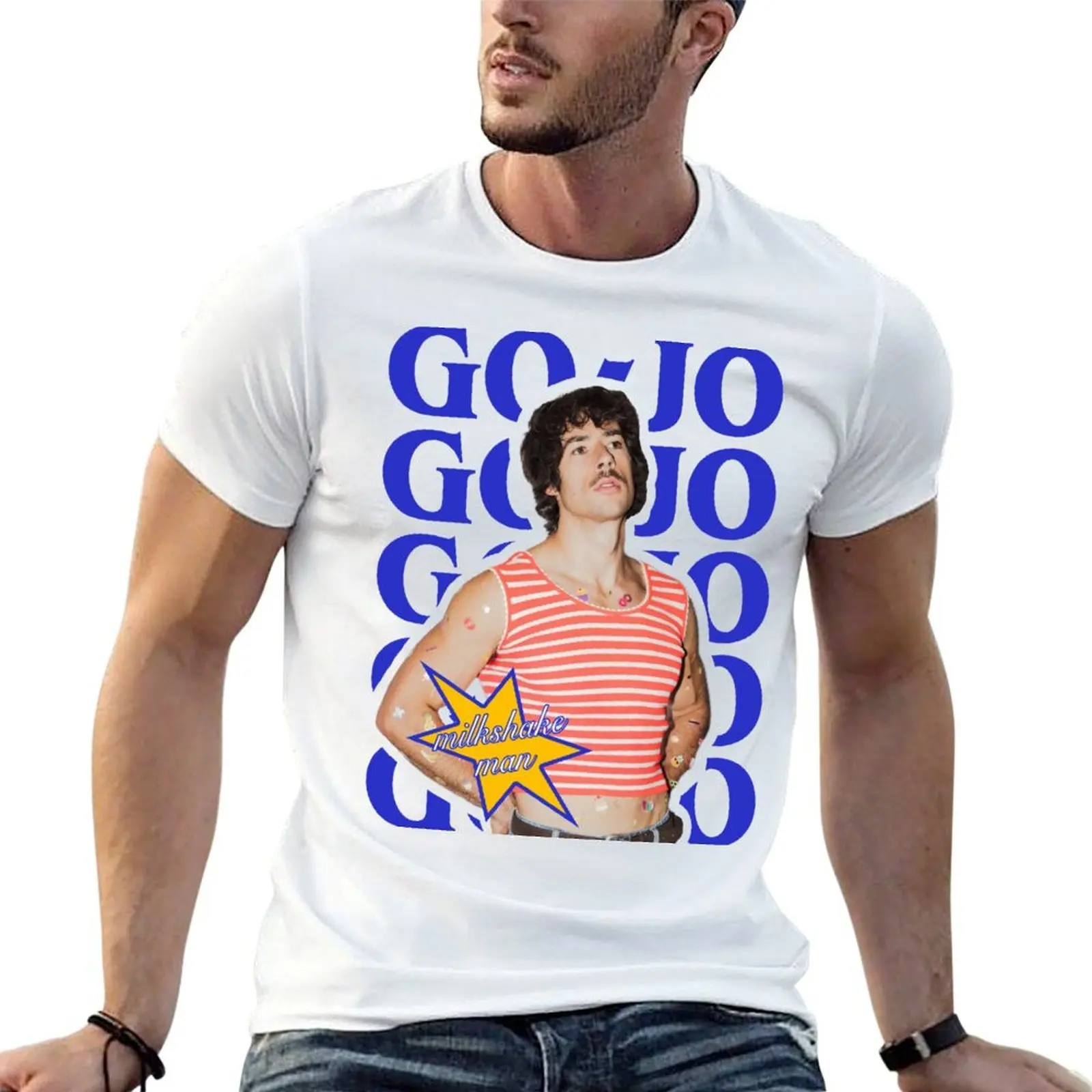 Фото Футболка Go-Jo Milkshake Man Eurovision 2025 Australia Merch, аниме-футболки для мужчин, комплект белых футболок для мужчин №1