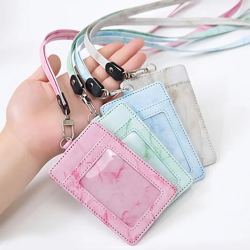 

Retractable Creidt Card Holder Wallet Name Badge Work Bank Business Holder Bags Students Bus Card Cover Case with Lanyard