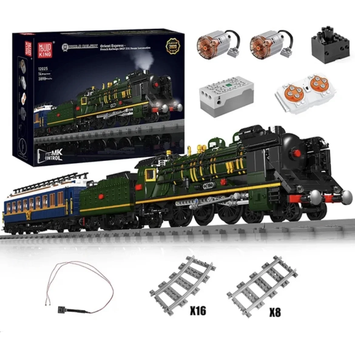 

Mould King 12025 Remote Controlled Steam Locomotive SNCF 231 Orient Express French Railways Train Lighting Building Blocks Set