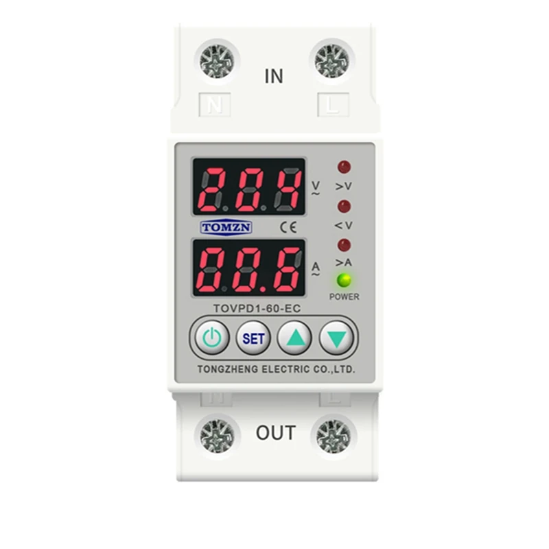 

5X Din Rail Dual Display Adjustable Over Voltage Current And Under Voltage Protective Device Relay 40A 220V 230V