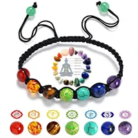 7 chakra natural stone handmade braided lava bracelets for men women adjustable energy colorful reiki healing beaded bracelet