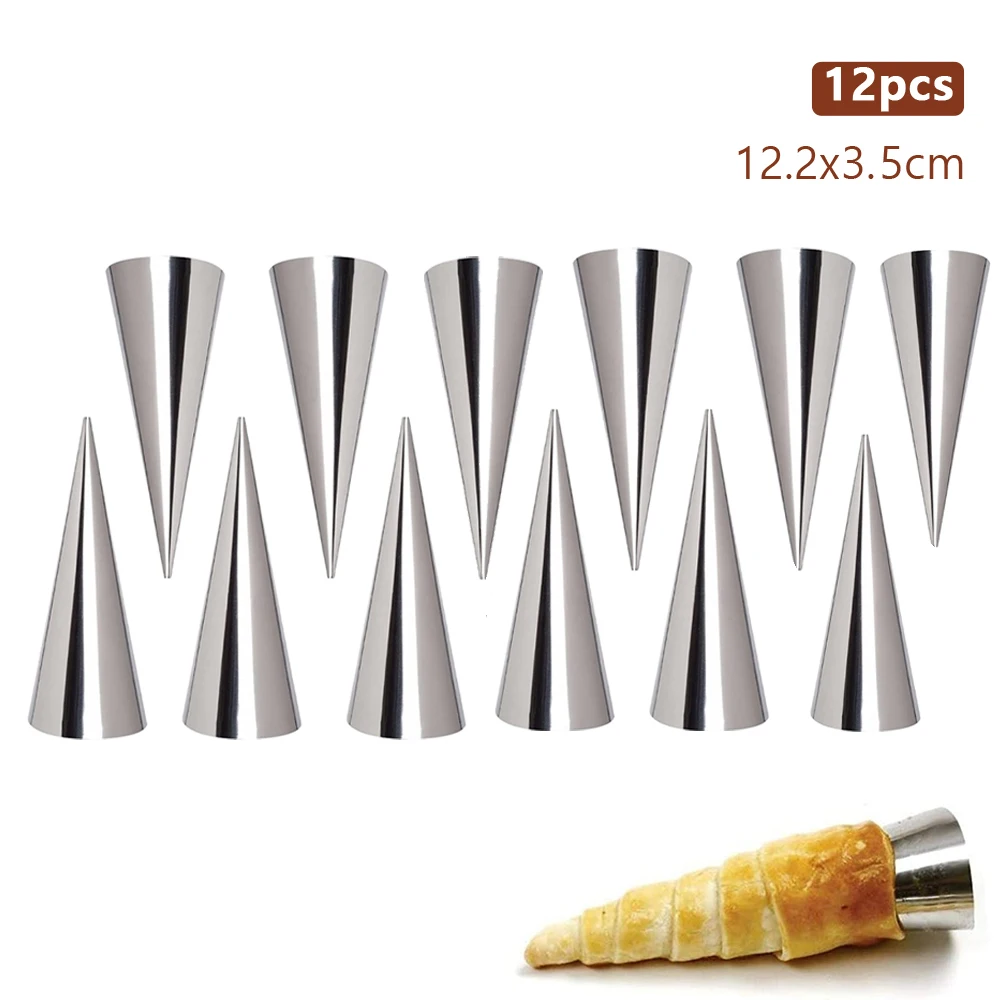 

5/10/12 шт. коническая трубчатая форма из нержавеющей стали, круассаны/круассаны, спиральные конические рулоны, форма для выпечки, кондитерски...