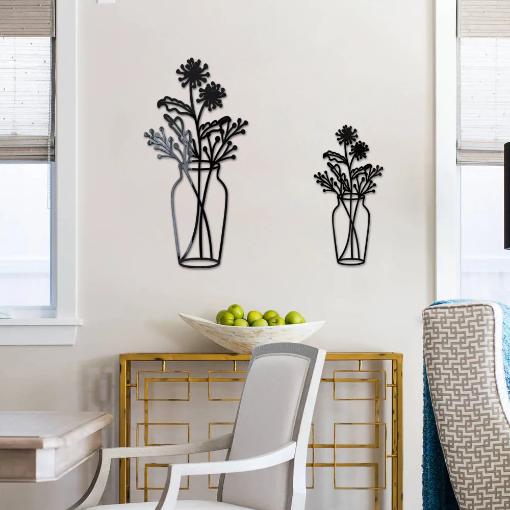 

Kitchen Decoration Hollow Out Vase Flower 3d Mirror Wall Stickers Acryl Silver Mirror Stickers Self-adhesive Wall Decoration