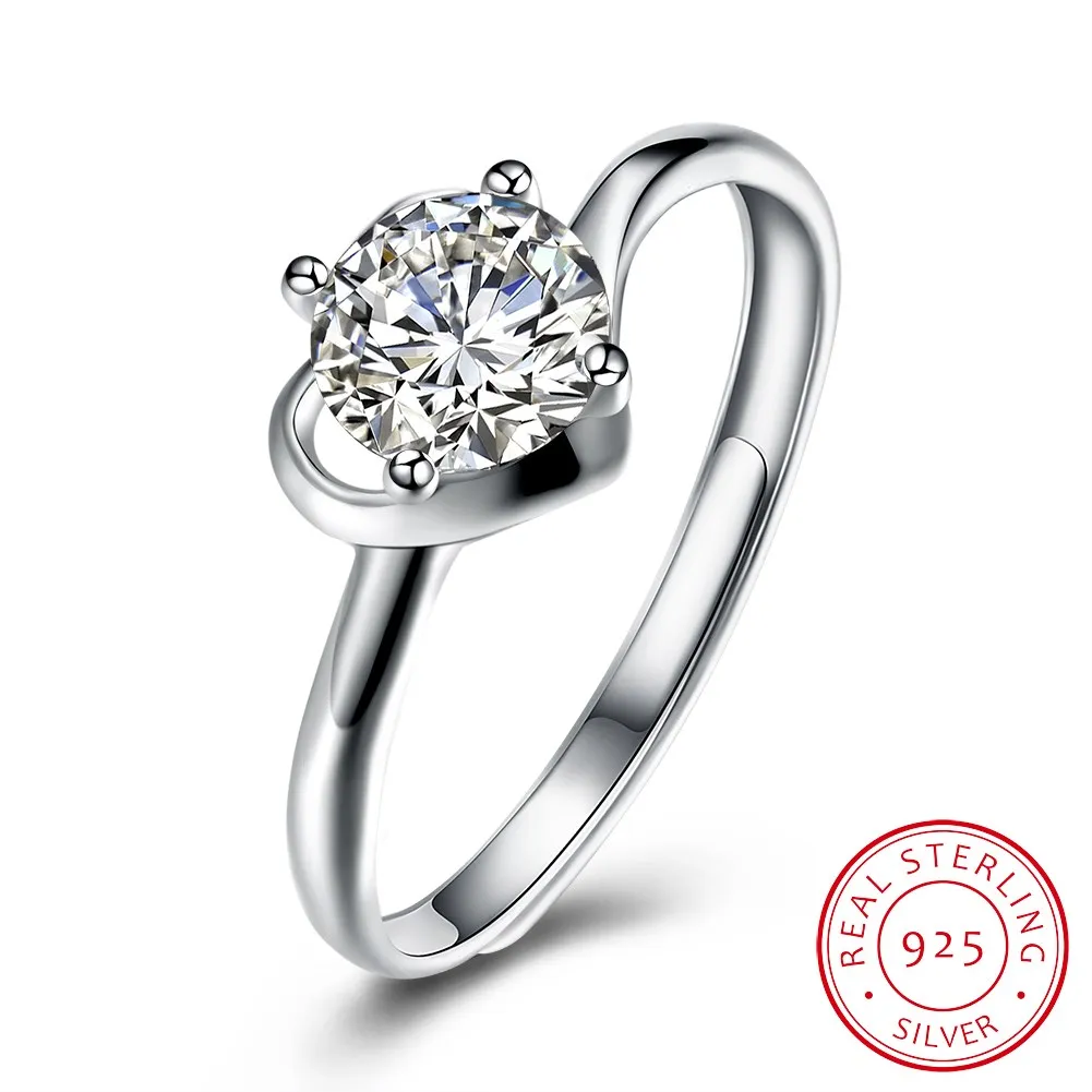 

Sterling Silver Ring Fashion Trend Ring Romantic Prong-set Flat Ring