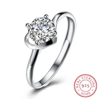sterling silver ring fashion trend ring romantic prong set flat ring