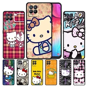 cute anime hello kitty for oppo gt master find x5 x3 realme 9 8 6 c3 c21y pro lite a53s a5 a9 2020 black phone case cover capa free global shipping
