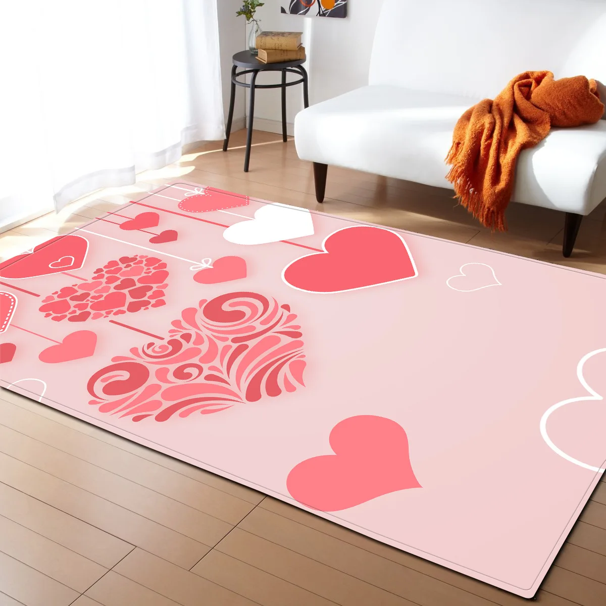 

Valentine's Day Rug Living Room Bedroom Rug Heart Lover Pink Rug