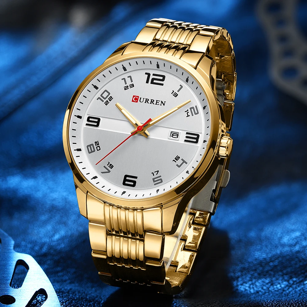 

Модные роскошные кварцевые мужские часы CURREN из нержавеющей стали 8411, повседневные водонепроницаемые наручные часы для мужчин, светящиеся стрелки с датой