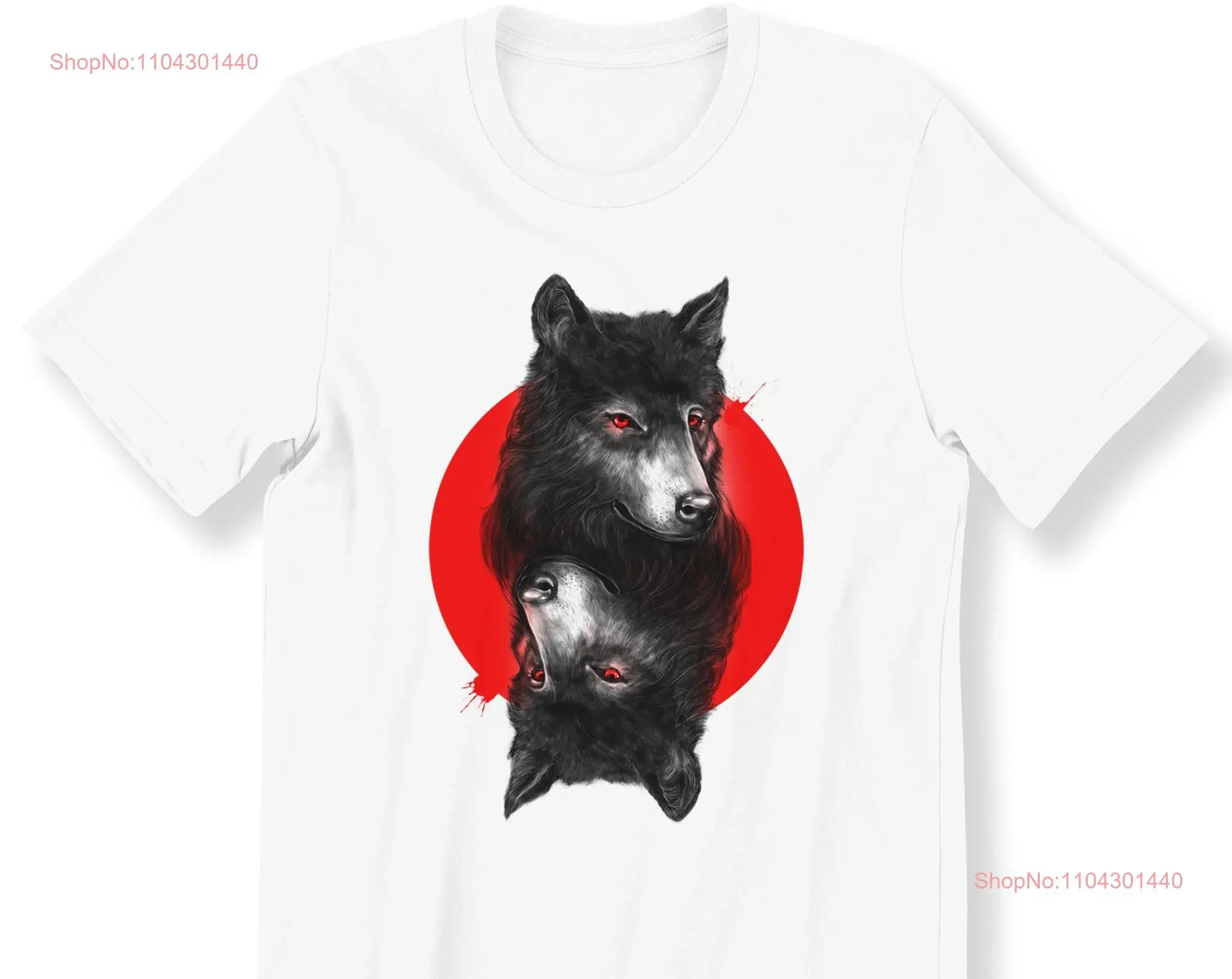 Мужская женская крутая футболка с волком Duality Animal Illusion Moon длинными или короткими