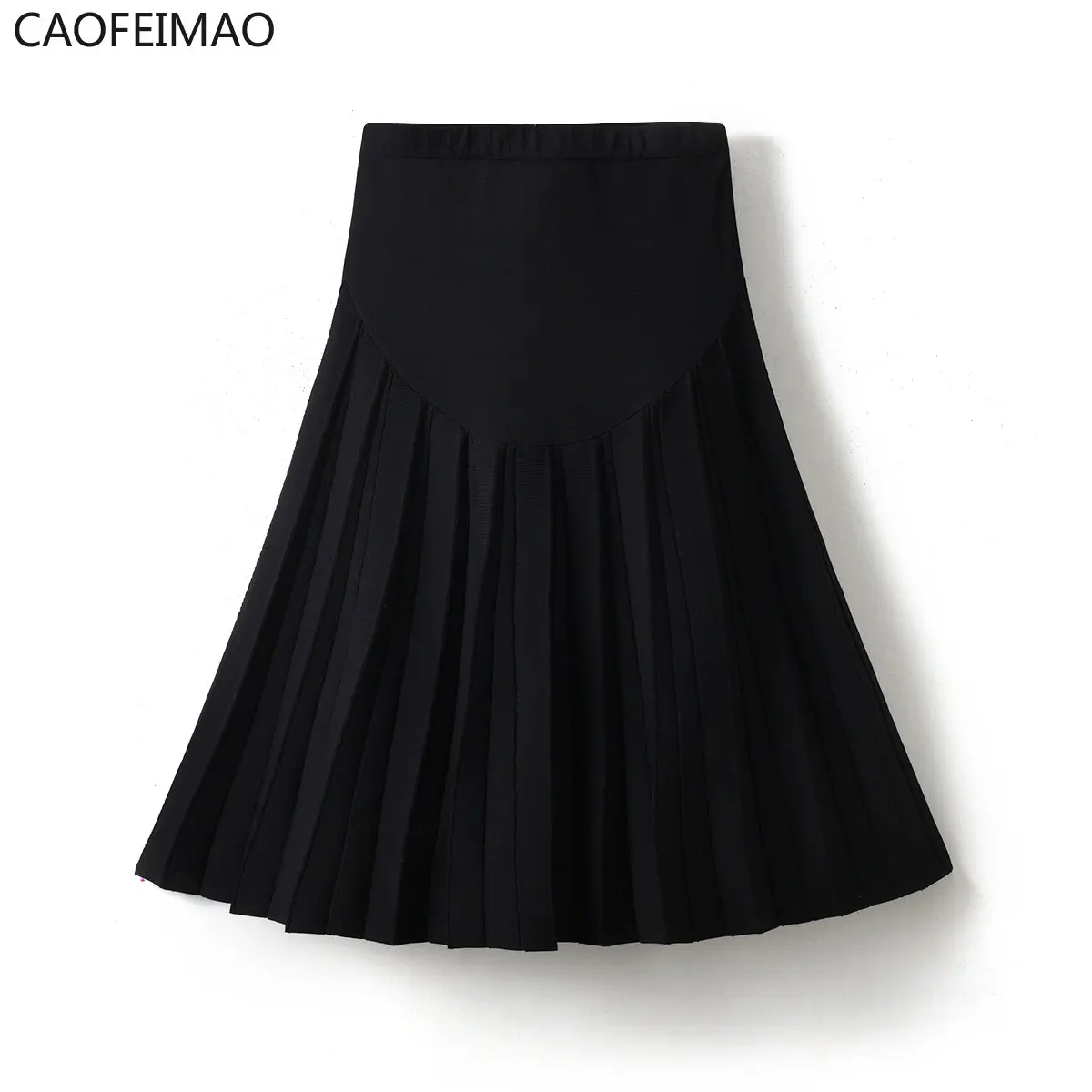 

Caofeimao 2023 New Maternity Knit Skirts Pregnant's Knitted Skirts Women Classic Black Dress Elastic Waist Great Quality Skirt