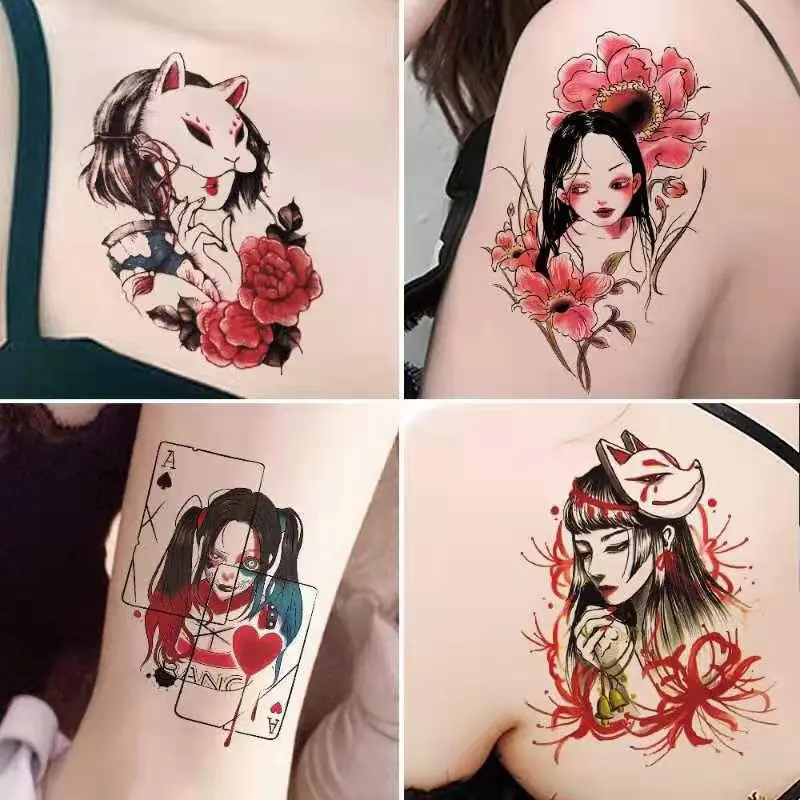 8PCS Anime ins Fake Tattoo Sticker Waterproof Temporary Sailor Moon Mermaid Flower Arm For Woman Body Transfer Art Water cute - купить по