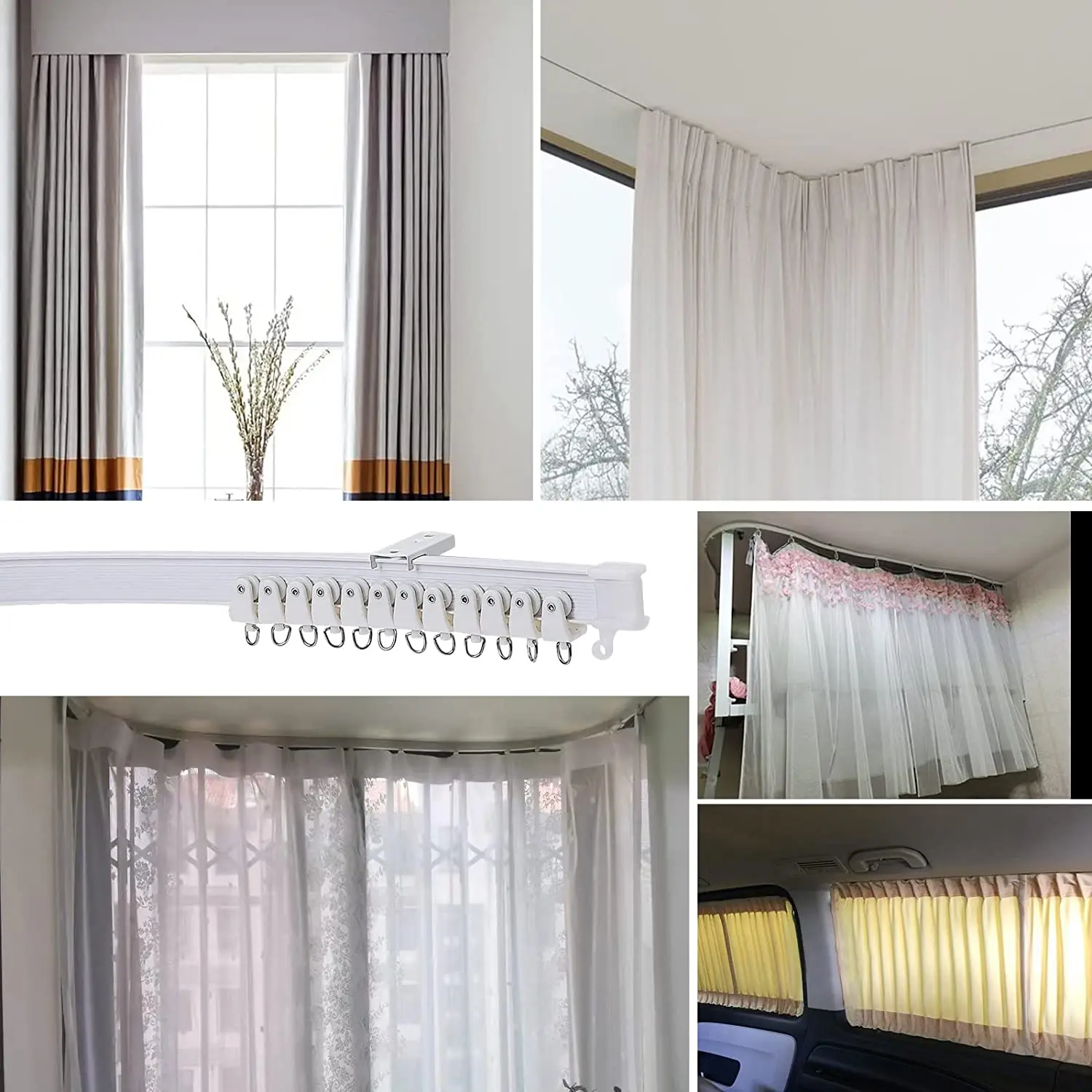 1/3/4/5/6M Flexible Bendable Ceiling Curtain Rails Curved Ceiling Track for Room Divider Ceiling Rail Systems Room Divider images - 6