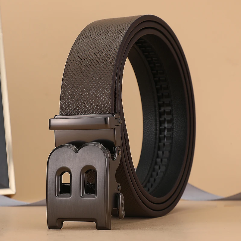 

Ремень мужской из натуральной кожи с автоматической металлической пряжкой, шириной 3,4 см