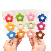 korean candy color flower hairpin sweet cute cartoon hair clip for girls women simple geometric metal barrettes hair accessories